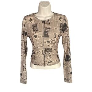 Y2k Windsor Mesh Top Small Celestial Print Sheer Whimsigoth Indie Grunge Goth